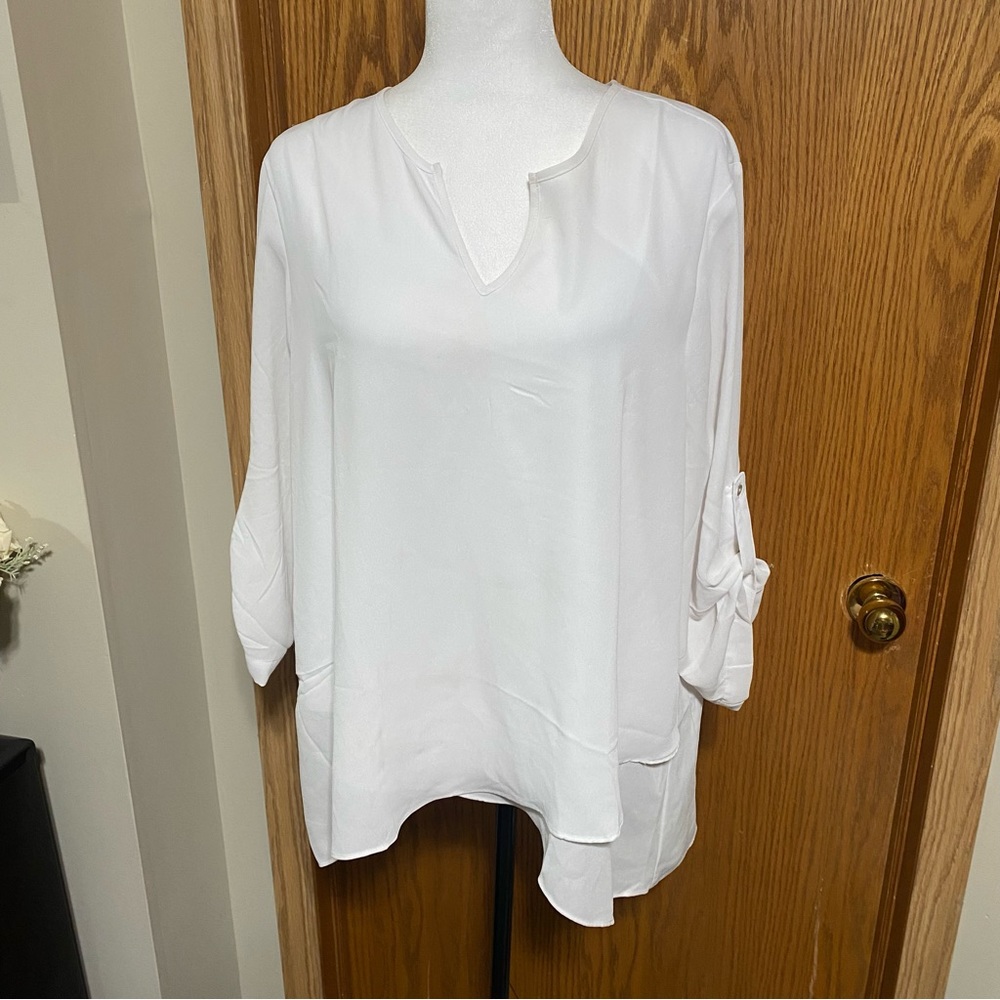 White blouse Cuffed Sleeve